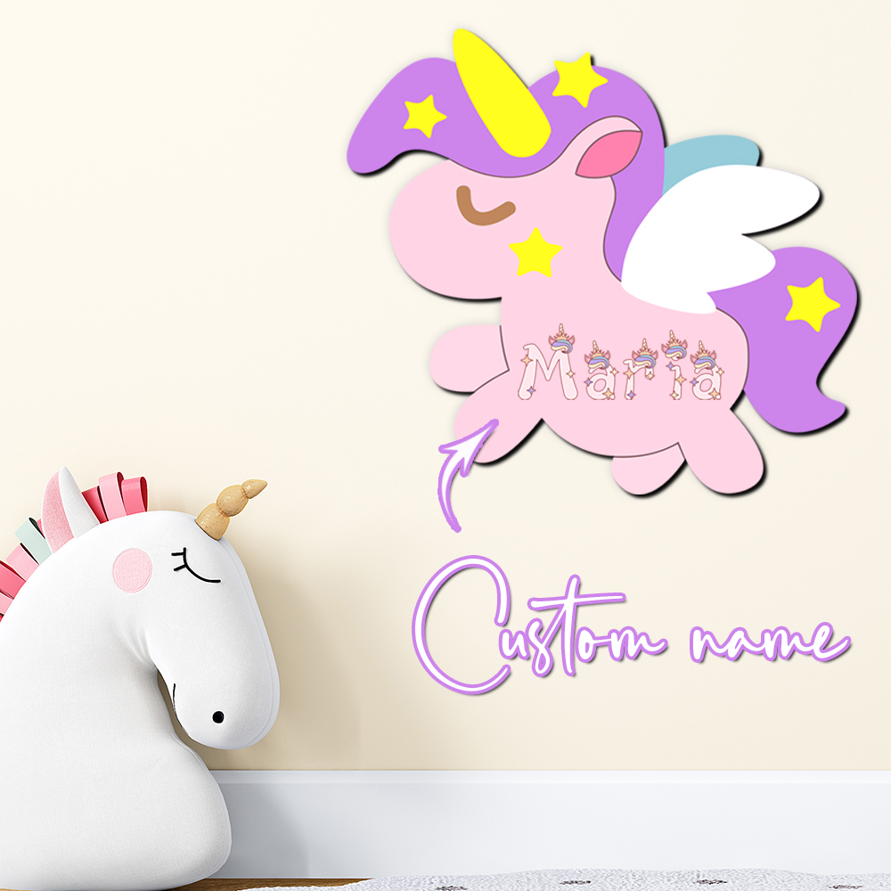 Baby Nursery Decor Girl - Custom Unicorn Wooden Name Sign Personalized