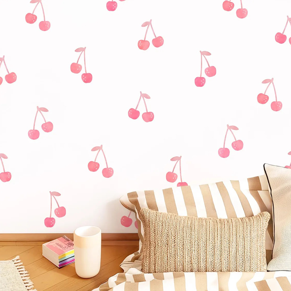 Baby Nursery Decor Girl - Bohemia style Pink Cherry Wall Stickers