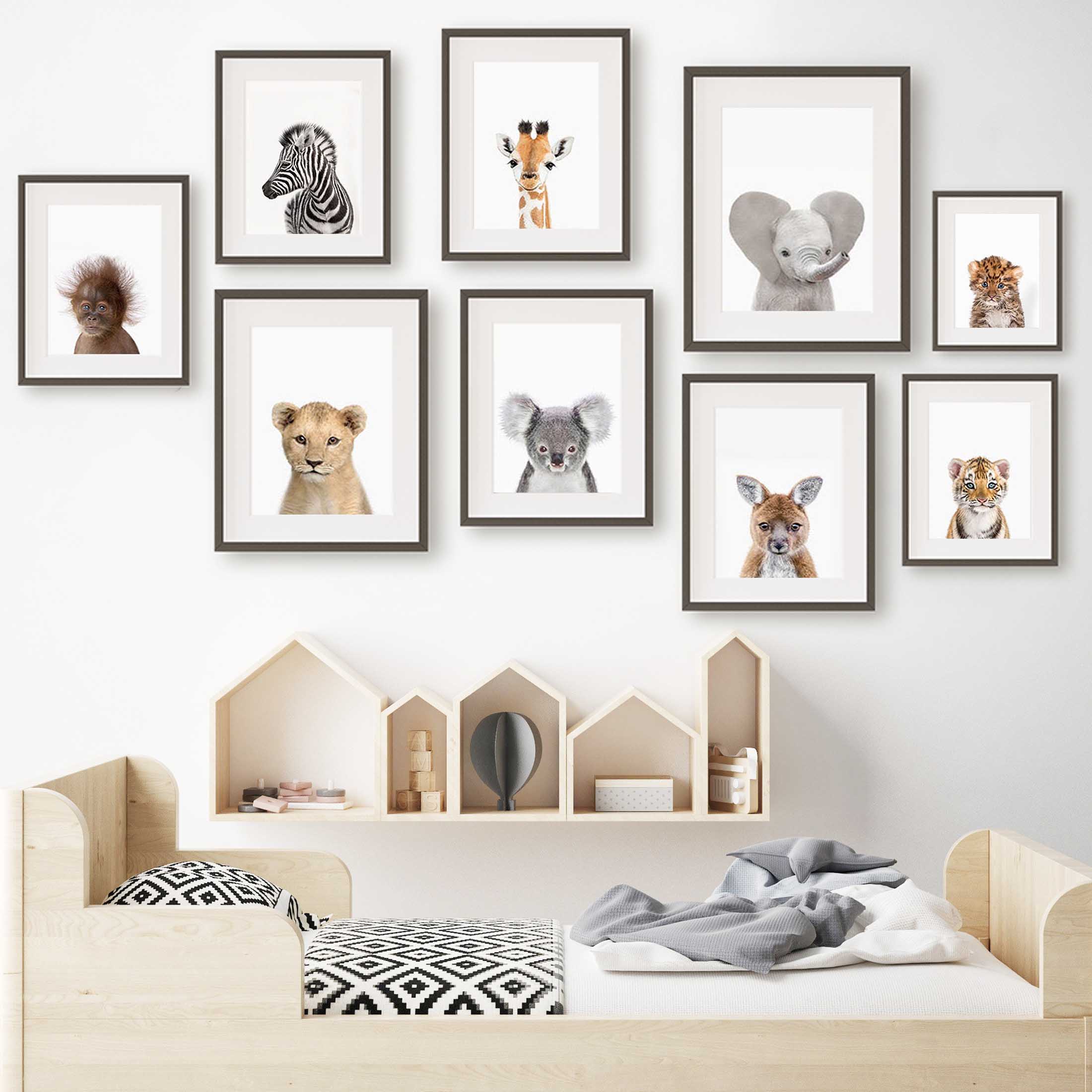 Baby Nursery Zoo Animals - 1pc frameless Canvas Painting Baby Animal