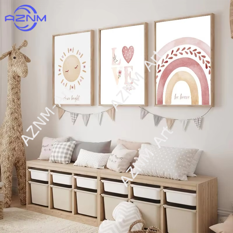 Baby Nursery Wall Art - 1PC/3PCS Style Rainbow Series Canvas Painting
