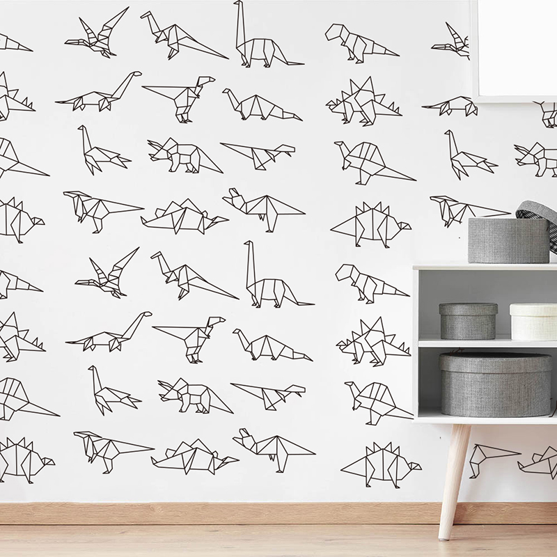 Baby Nursery Zoo Animals - Cute Origami Dinosaurs Animal Wall Sticker