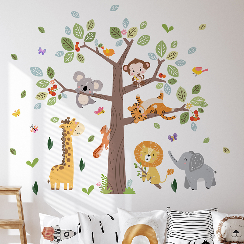 Baby Nursery Zoo Animals - Large Jungle Animal Wall Sticker Vinyl