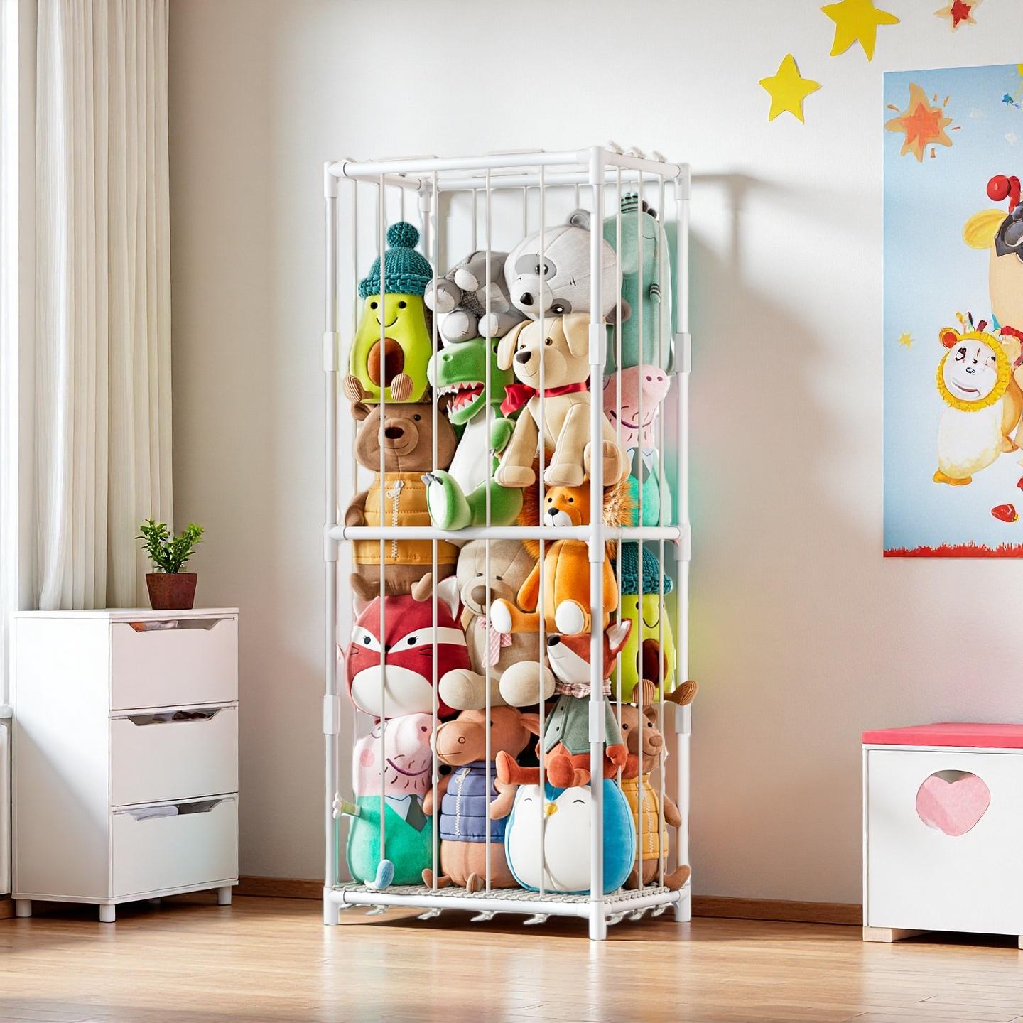Baby Nursery Zoo Animals - Vertical Stuffed Animal Storage Organizer Zoo