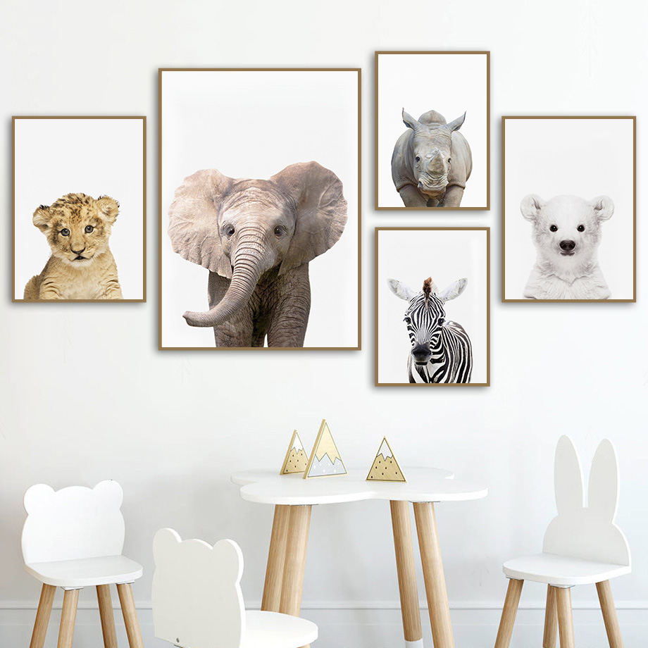Baby Nursery Zoo Animals - Baby Safari Animal Nursery Wall Art