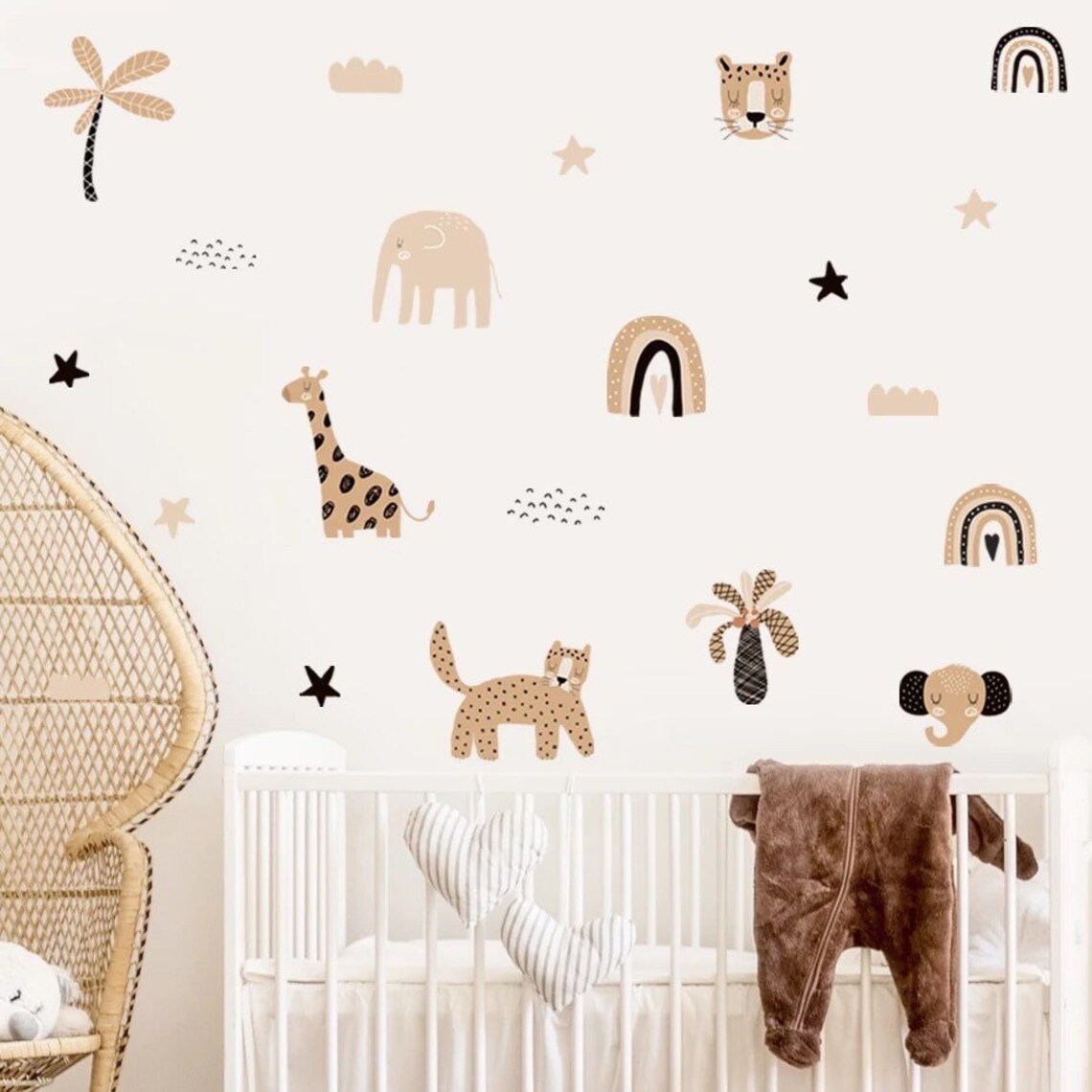 Baby Nursery Decor Girl - Boho Cartoon Rainbows Star Cute Animal