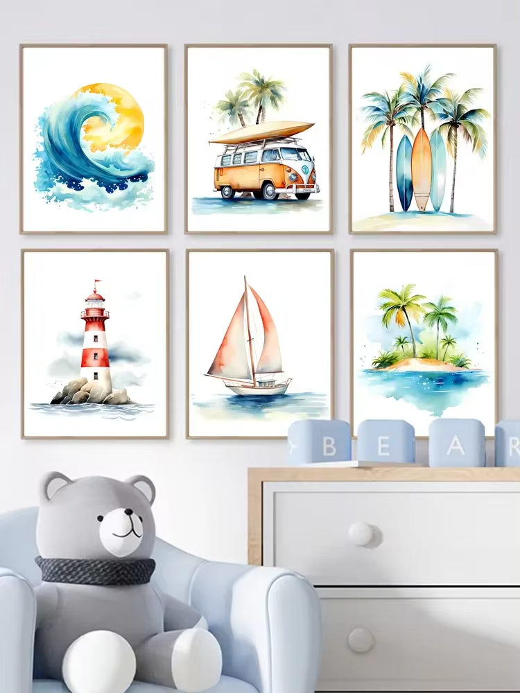 Surf Ocean Themed Nursery Beac - Baby Nursery Themes ulasan dan harga