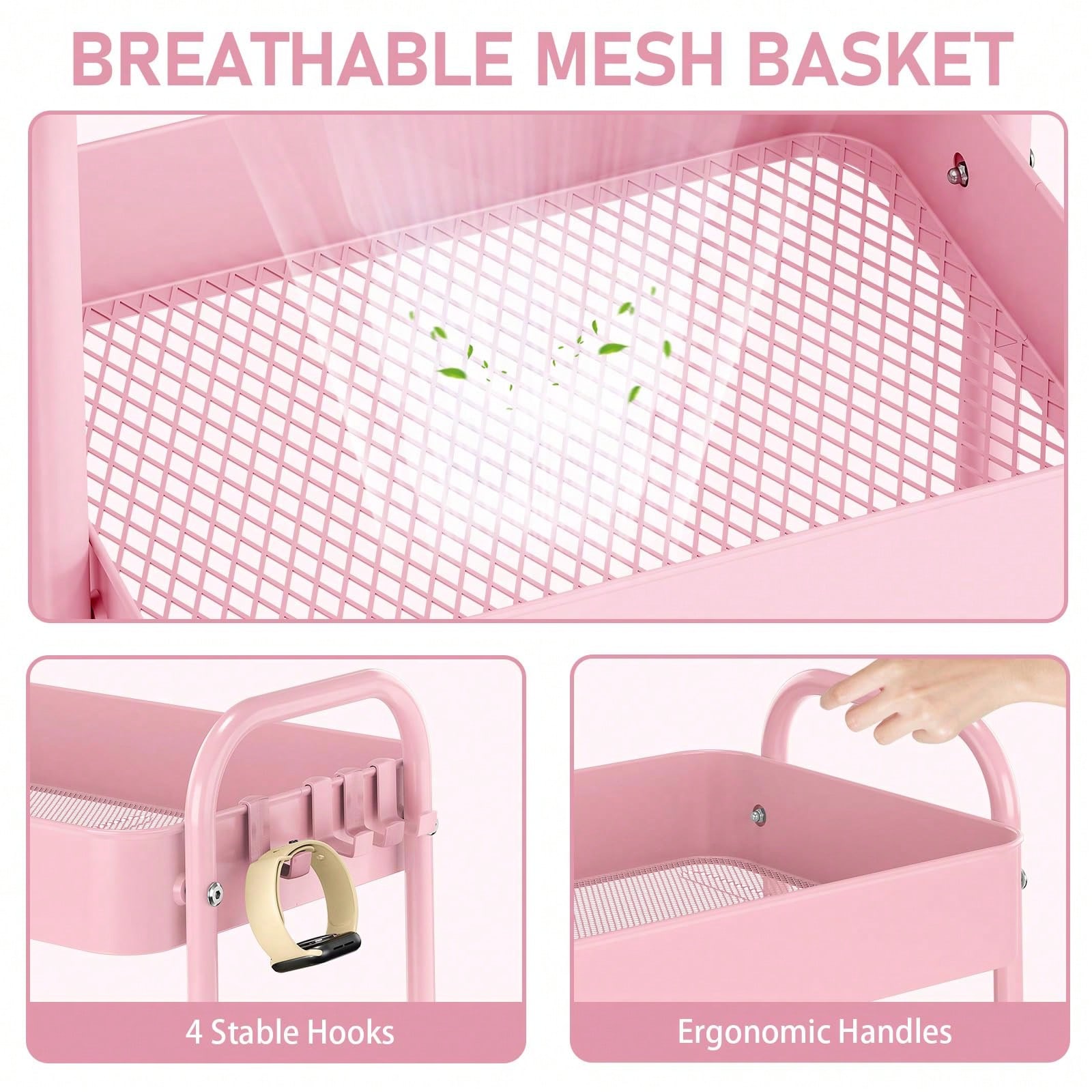 3 Tier Metal Rolling Cart With - Baby Nursery Office ulasan dan harga