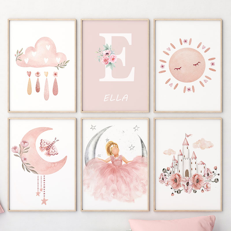 Pink Angel Girl Sun Moon Cloud - Baby Nursery Decor Girl ulasan dan harga