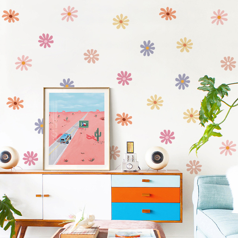 Daisy Floral Wall Stickers Chi - Baby Nursery Peel And Stick Wallpaper ulasan dan harga