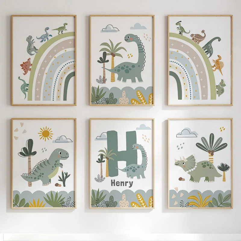 Cute Dinosaur T-Rex Brachiosau - Baby Nursery Wall Art ulasan dan harga