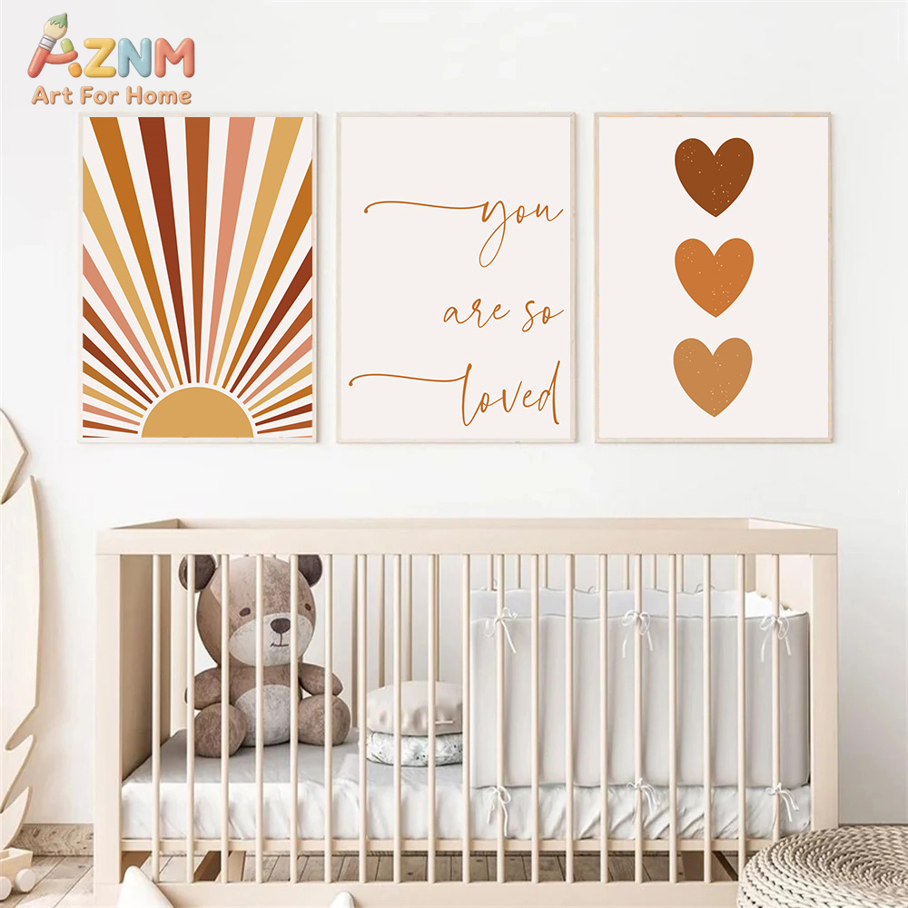 AZNM Boho Sun Moon Rainbow Can - Baby Nursery Wall Art ulasan dan harga