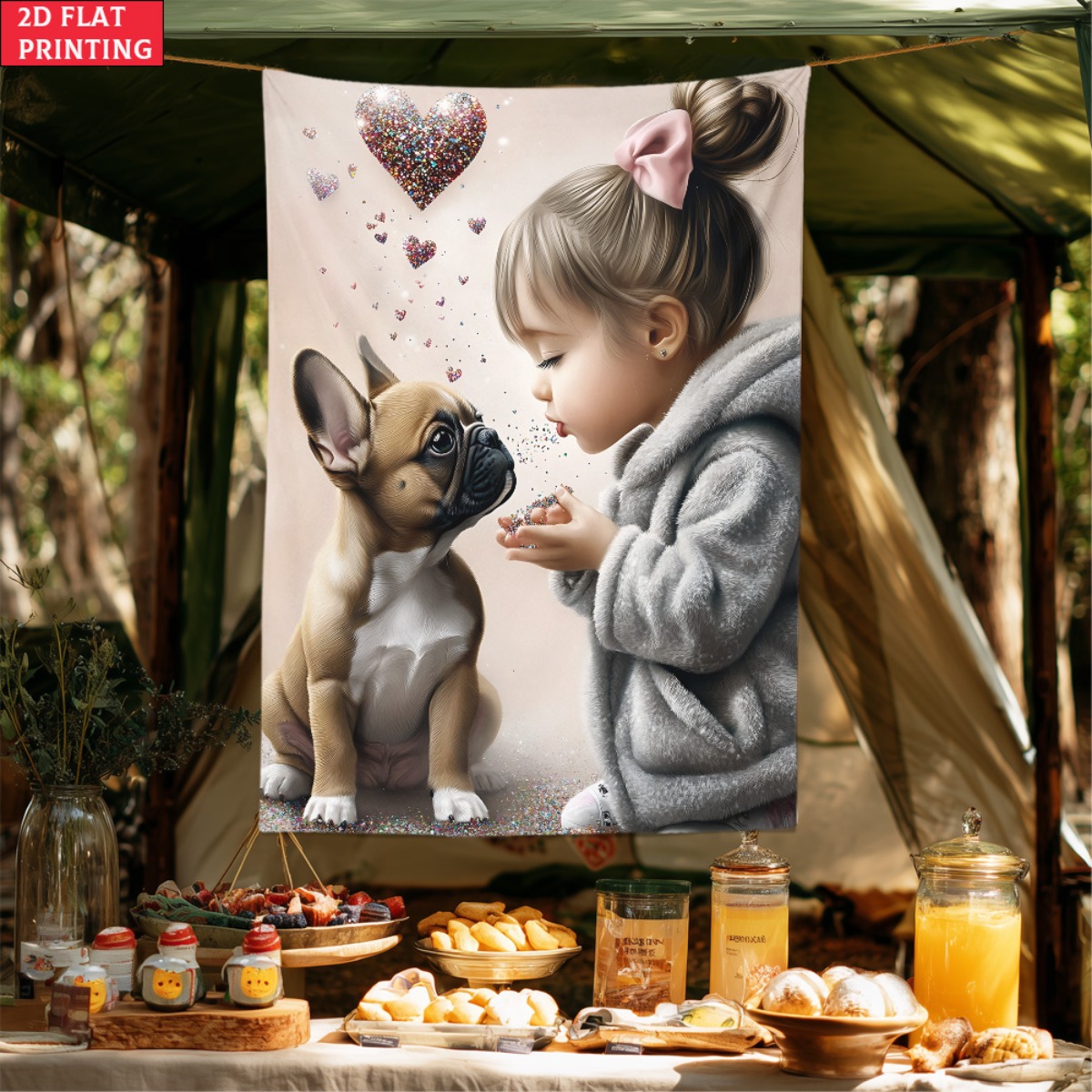 Girl with french bulldog puppy - Baby Nursery Decor Girl ulasan dan harga