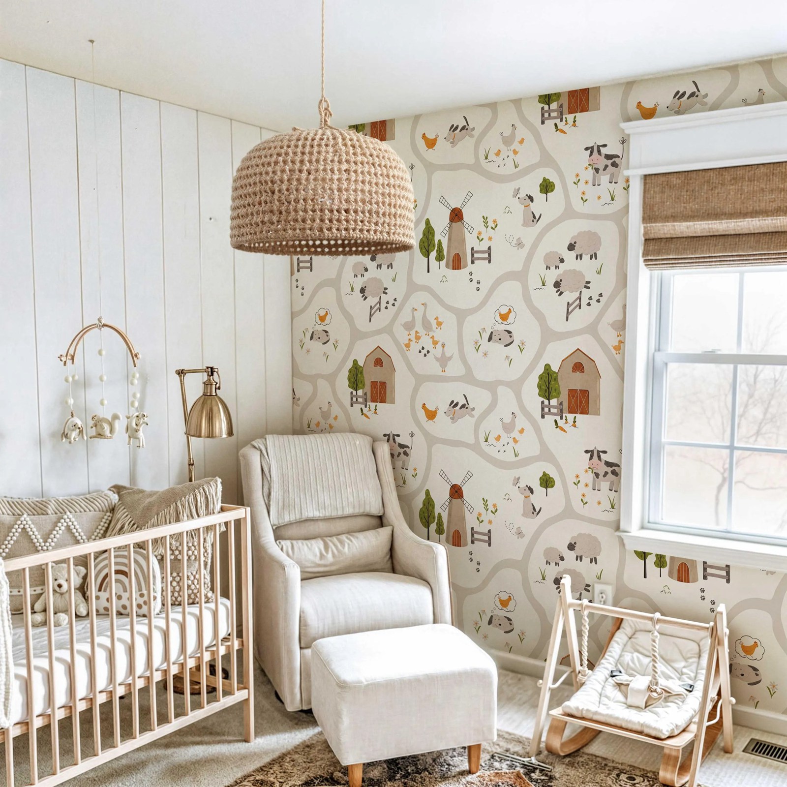Cute Farm Animals Kids Wallpap - Baby Nursery Peel And Stick Wallpaper ulasan dan harga