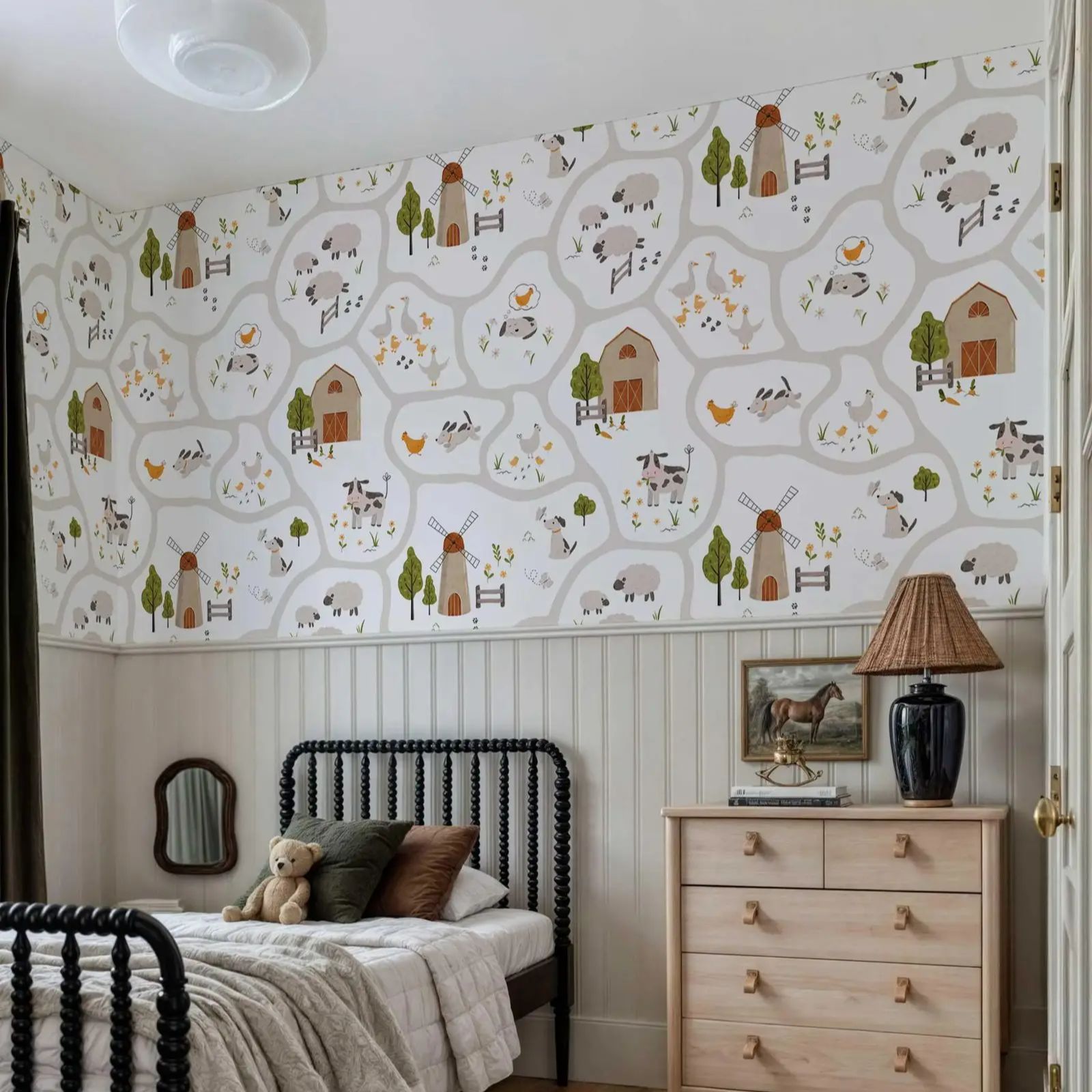 Cute Farm Animals Kids Wallpap - Baby Nursery Peel And Stick Wallpaper ulasan dan harga