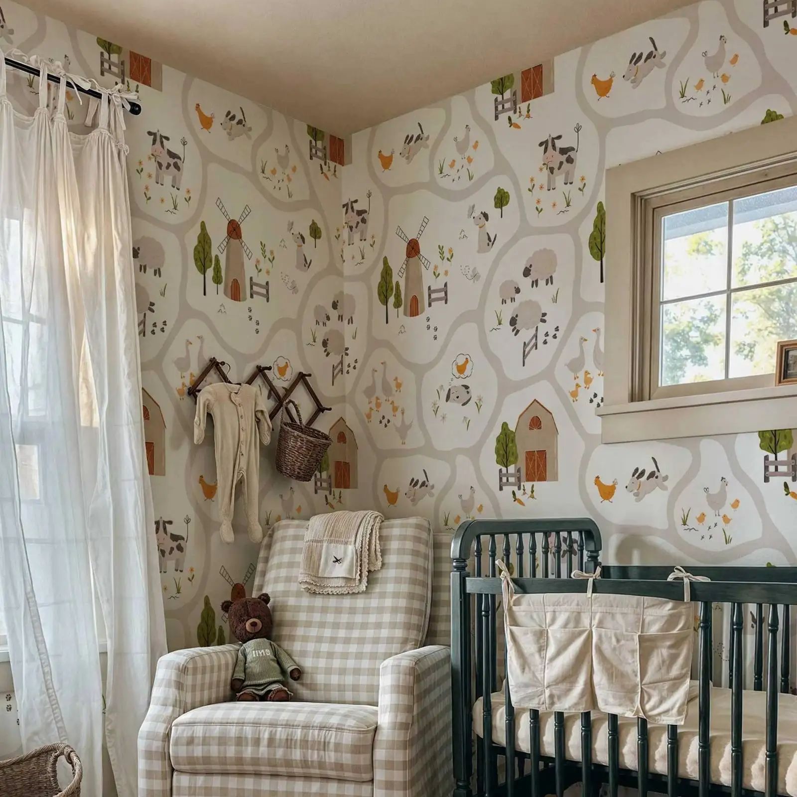Cute Farm Animals Kids Wallpap - Baby Nursery Peel And Stick Wallpaper ulasan dan harga