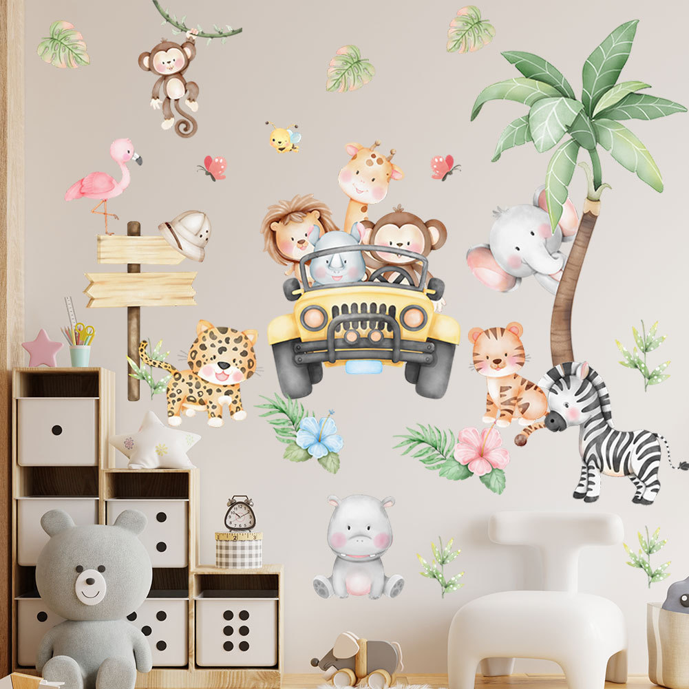 kids room cartoon elephant gir - Baby Nursery Zoo Animals ulasan dan harga