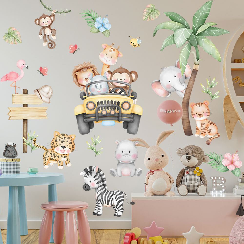 kids room cartoon elephant gir - Baby Nursery Zoo Animals ulasan dan harga