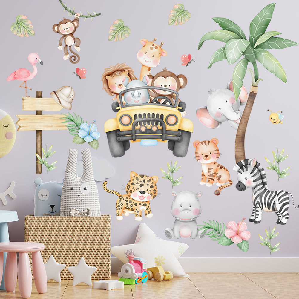 kids room cartoon elephant gir - Baby Nursery Zoo Animals ulasan dan harga