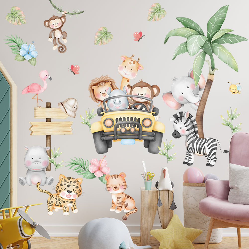 kids room cartoon elephant gir - Baby Nursery Zoo Animals ulasan dan harga