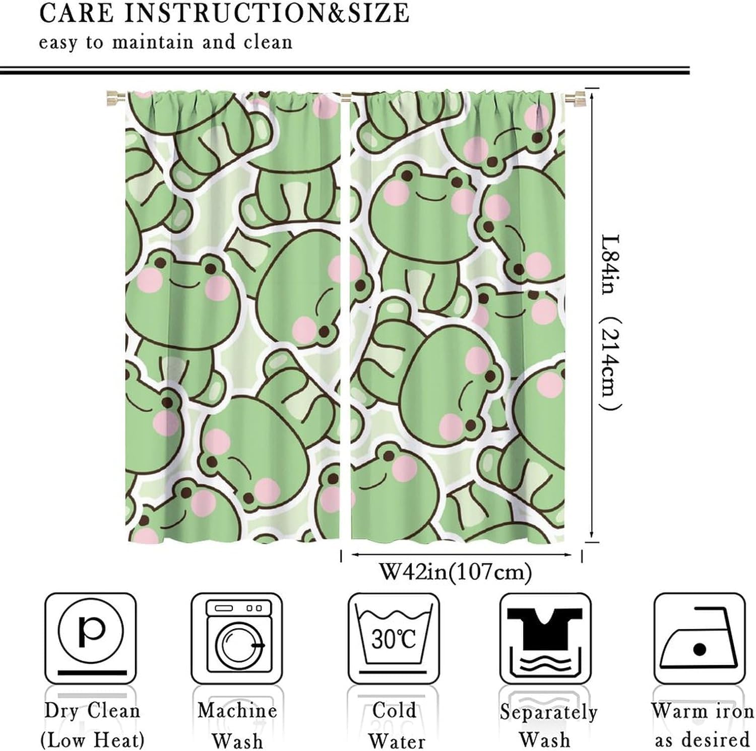 Cute Green Frog Pattern Curtai - Baby Nursery Office ulasan dan harga