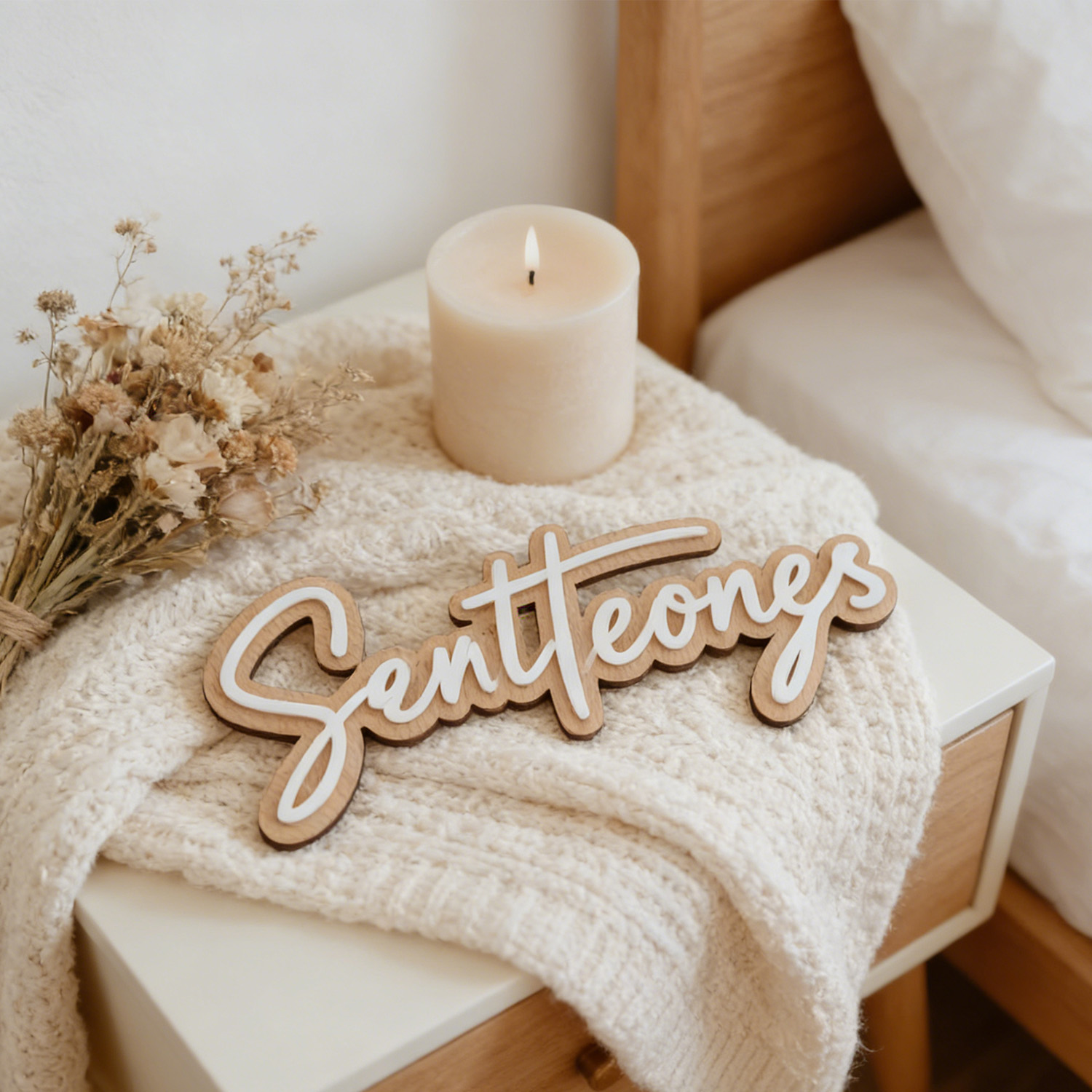 1Pc Custom Name Cute White Woo - Baby Nursery Office ulasan dan harga
