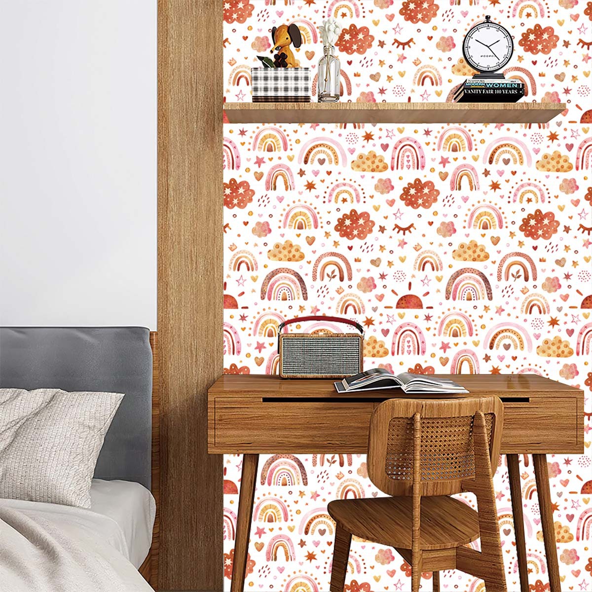 Rainbow Wallpaper Peel and Sti - Baby Nursery Peel And Stick Wallpaper ulasan dan harga