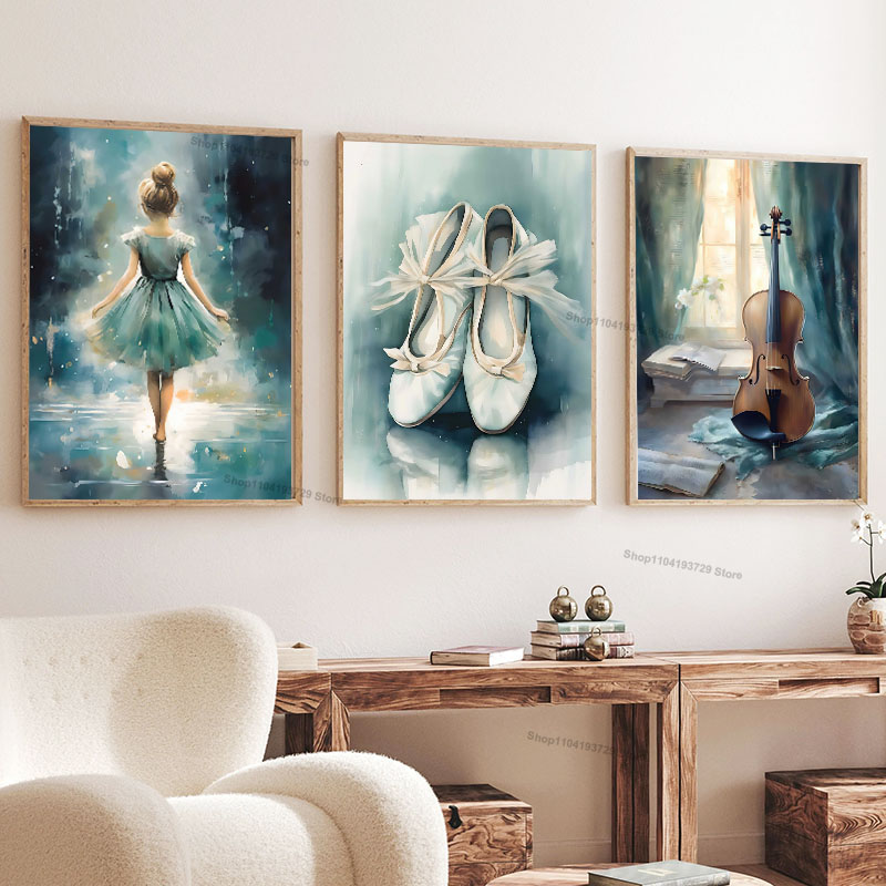 Watercolor Ballet Girl Shoes C - Baby Nursery Decor Girl ulasan dan harga