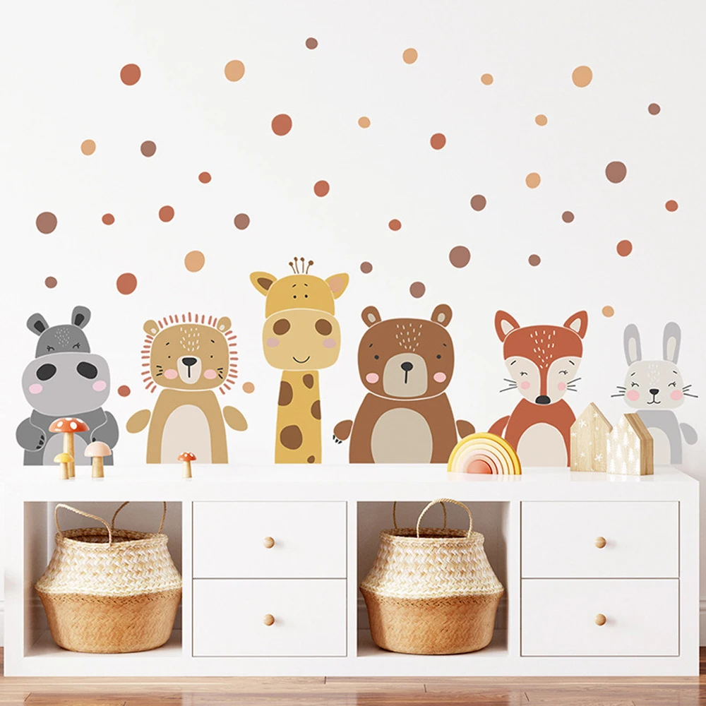 Boho Cute Giraffe Bear Animals - Baby Nursery Peel And Stick Wallpaper ulasan dan harga