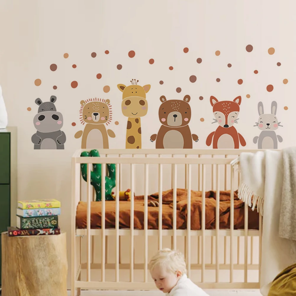 Boho Cute Giraffe Bear Animals - Baby Nursery Peel And Stick Wallpaper ulasan dan harga
