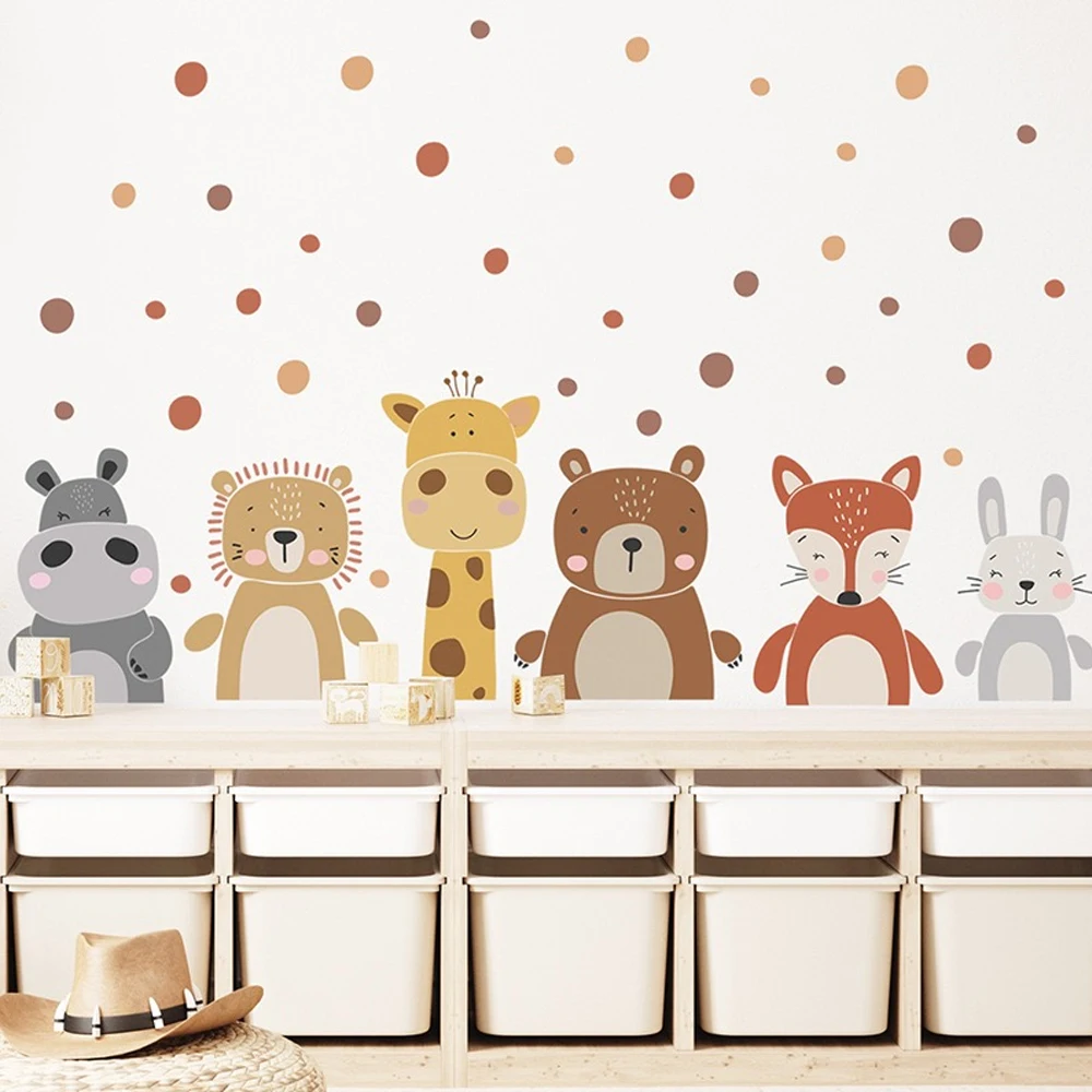 Boho Cute Giraffe Bear Animals - Baby Nursery Peel And Stick Wallpaper ulasan dan harga