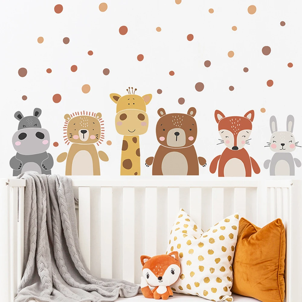 Boho Cute Giraffe Bear Animals - Baby Nursery Peel And Stick Wallpaper ulasan dan harga
