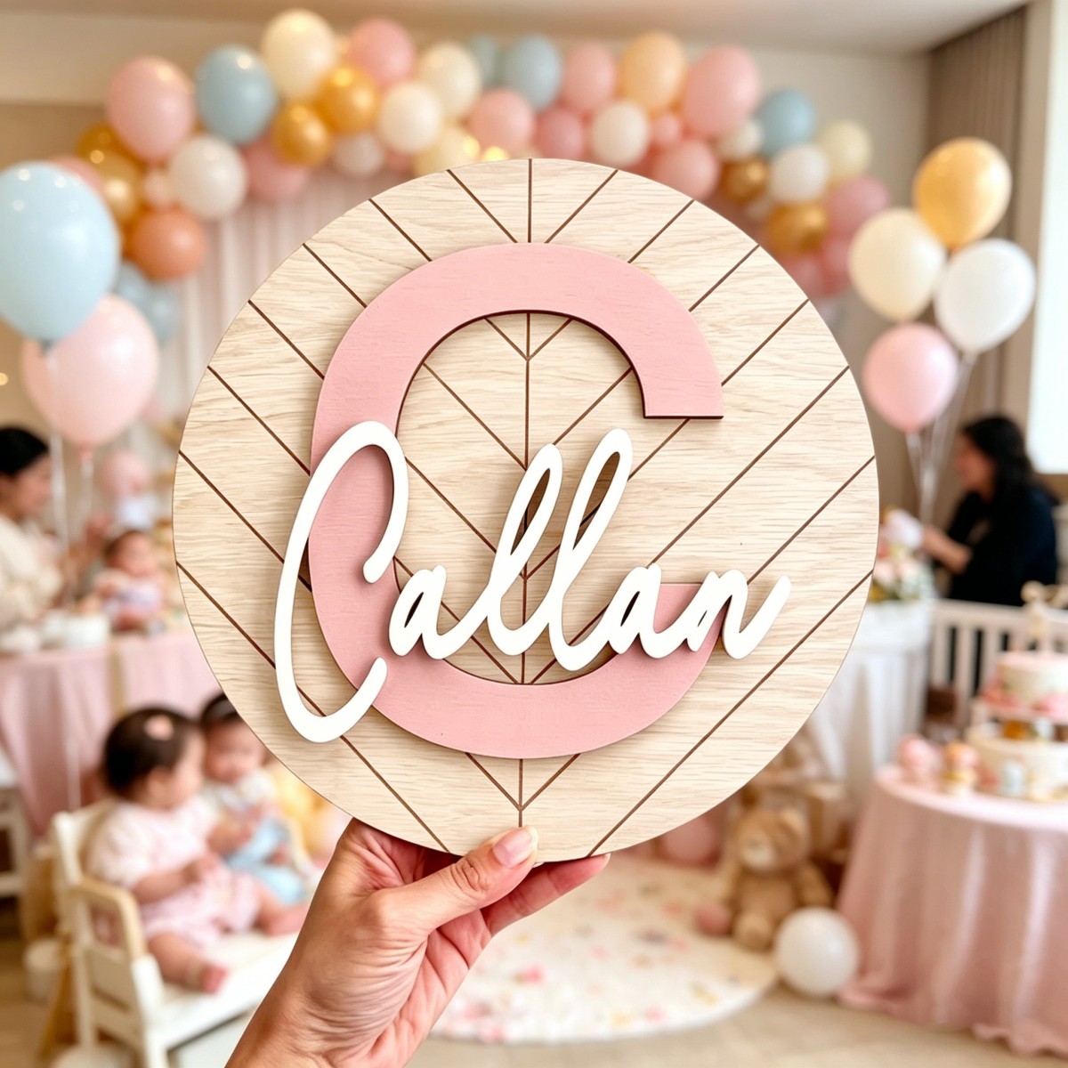1Pc Custom Round Geometric Woo - Baby Nursery Office ulasan dan harga