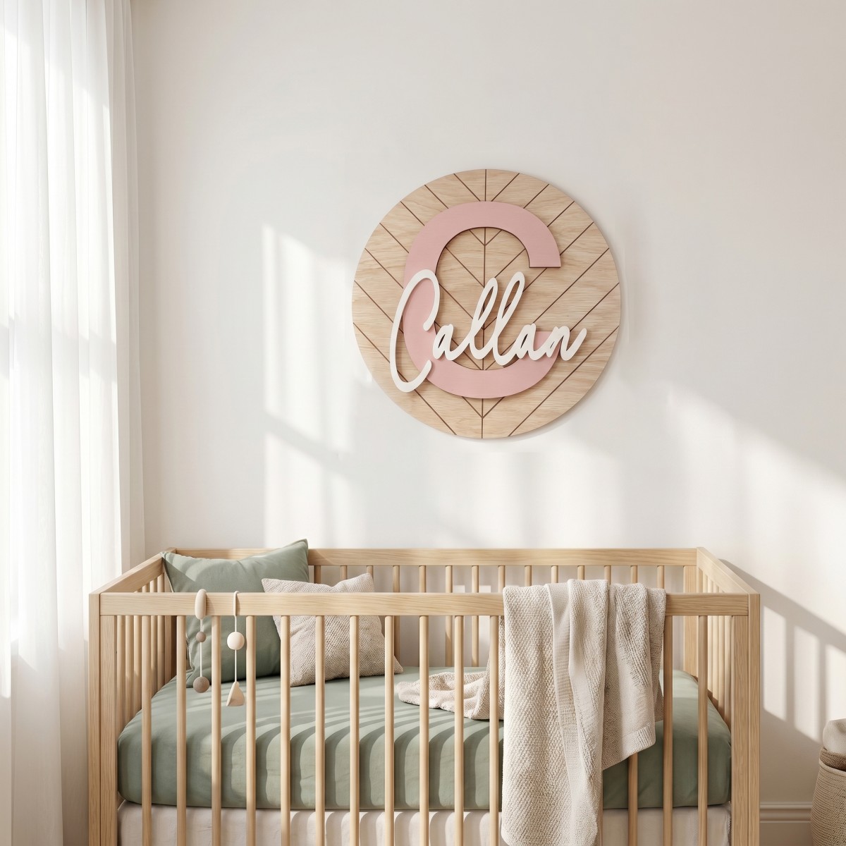 1Pc Custom Round Geometric Woo - Baby Nursery Office ulasan dan harga