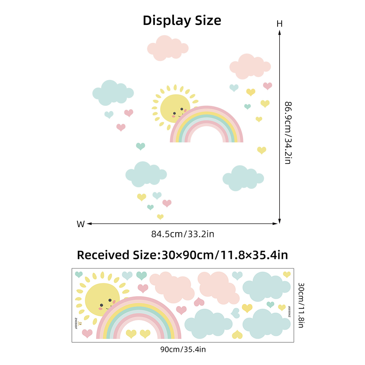 Cartoon Sun Rainbow Clouds Wal - Baby Nursery Decor Girl ulasan dan harga