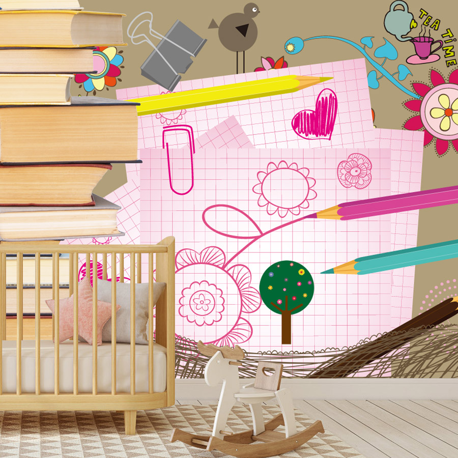 Cartoon Books Drawing Easy to  - Baby Nursery Peel And Stick Wallpaper ulasan dan harga