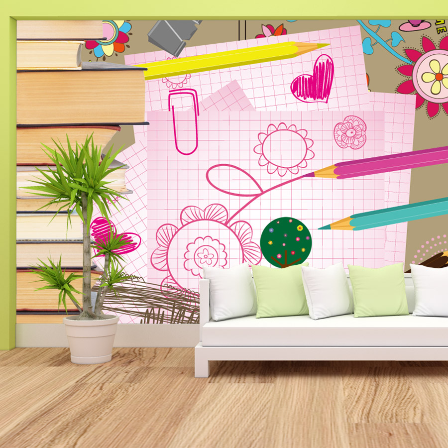 Cartoon Books Drawing Easy to  - Baby Nursery Peel And Stick Wallpaper ulasan dan harga