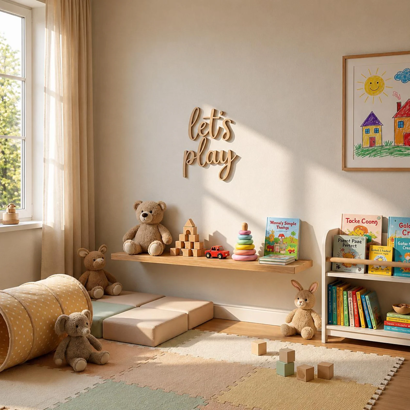 Let's Play Wooden Wall Sign, P - Baby Nursery Wall Art ulasan dan harga