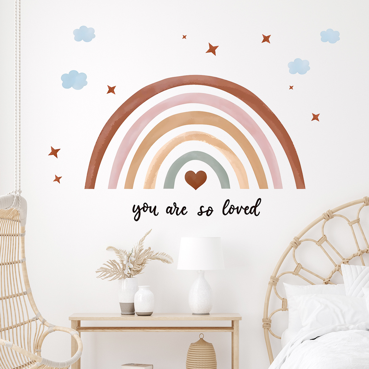 Boho Rainbow Wall Sticker Peel - Baby Nursery Peel And Stick Wallpaper ulasan dan harga