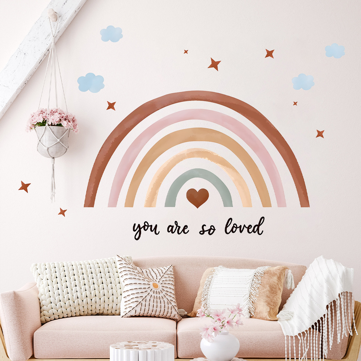Boho Rainbow Wall Sticker Peel - Baby Nursery Peel And Stick Wallpaper ulasan dan harga