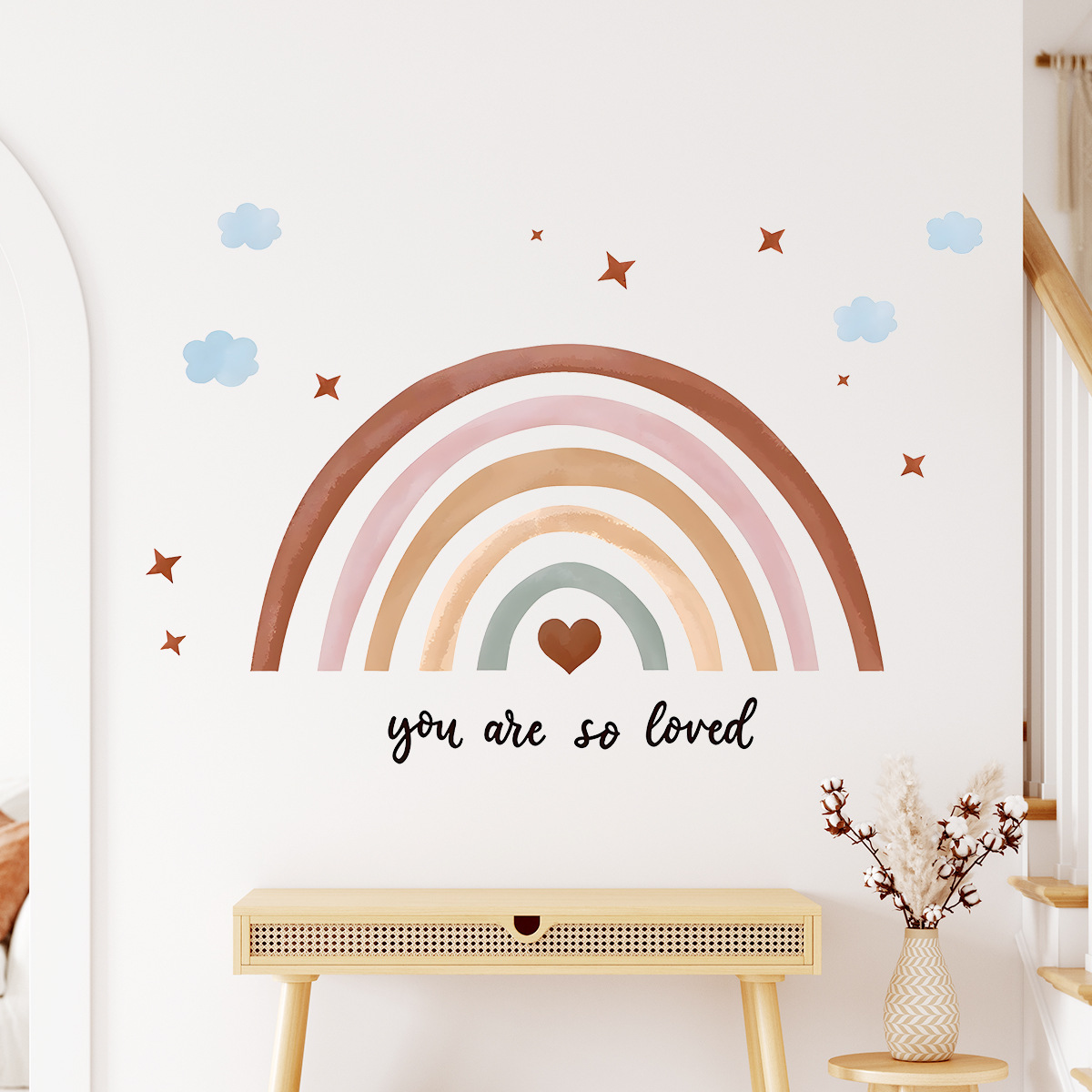 Boho Rainbow Wall Sticker Peel - Baby Nursery Peel And Stick Wallpaper ulasan dan harga