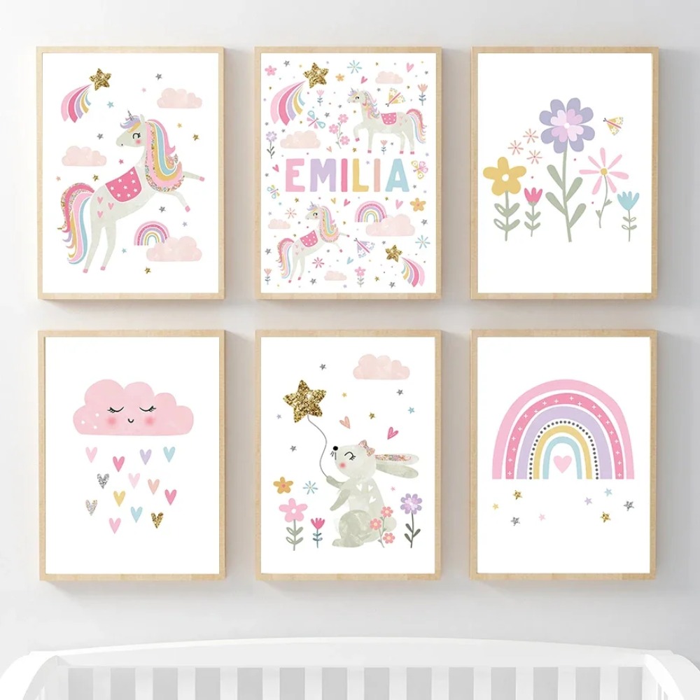Pink Unicorn Rabbit Rainbow Cl - Baby Nursery Decor Girl ulasan dan harga