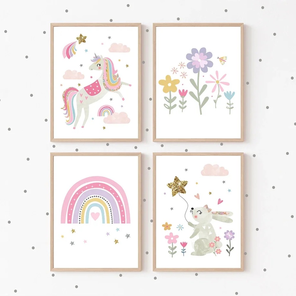 Pink Unicorn Rabbit Rainbow Cl - Baby Nursery Decor Girl ulasan dan harga