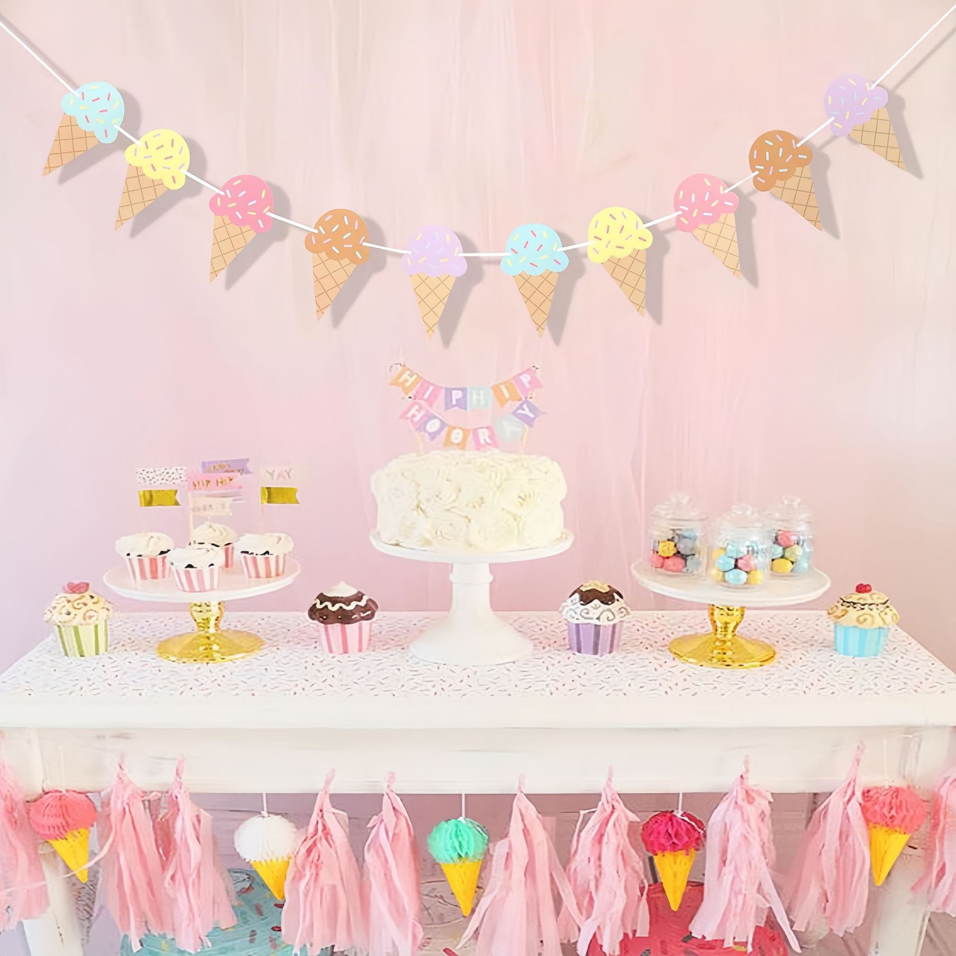 Sweet Ice Cream Theme Paper Ba - Baby Nursery Hanging Decor ulasan dan harga