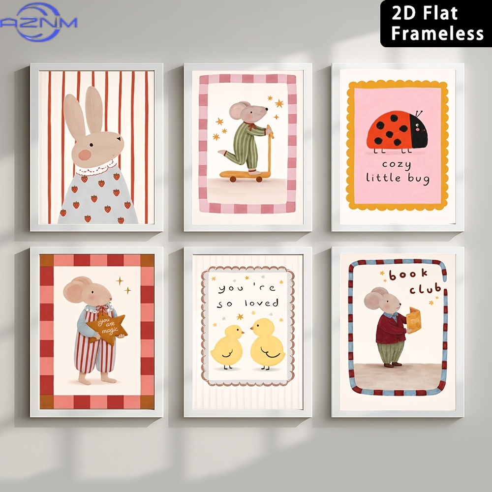 6pcs Frameless Cute Cartoon An - Baby Nursery Wall Art ulasan dan harga