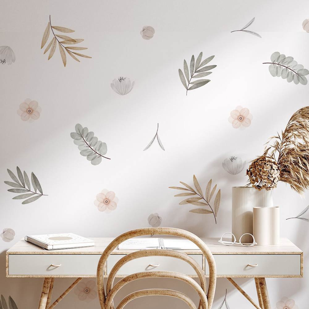 Boho Leaves Botanical DIY Wall - Baby Nursery Decor Girl ulasan dan harga