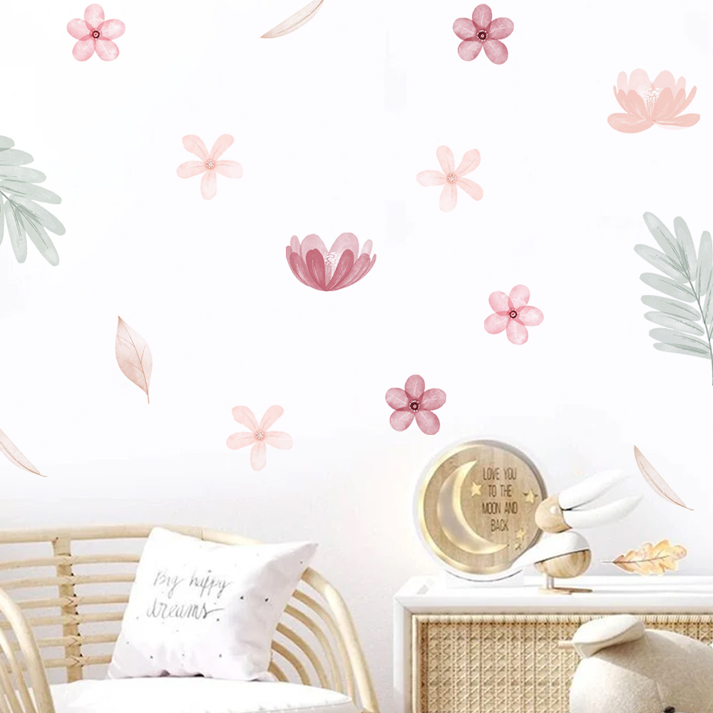 Boho Leaves Botanical DIY Wall - Baby Nursery Decor Girl ulasan dan harga