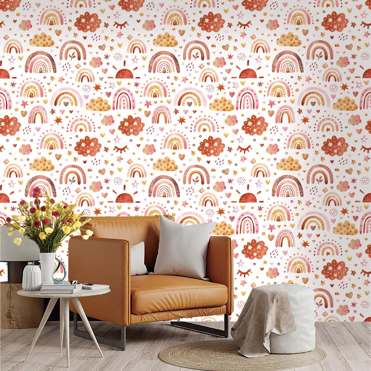Boho Rainbow Kids Stick and Pe - Baby Nursery Peel And Stick Wallpaper ulasan dan harga