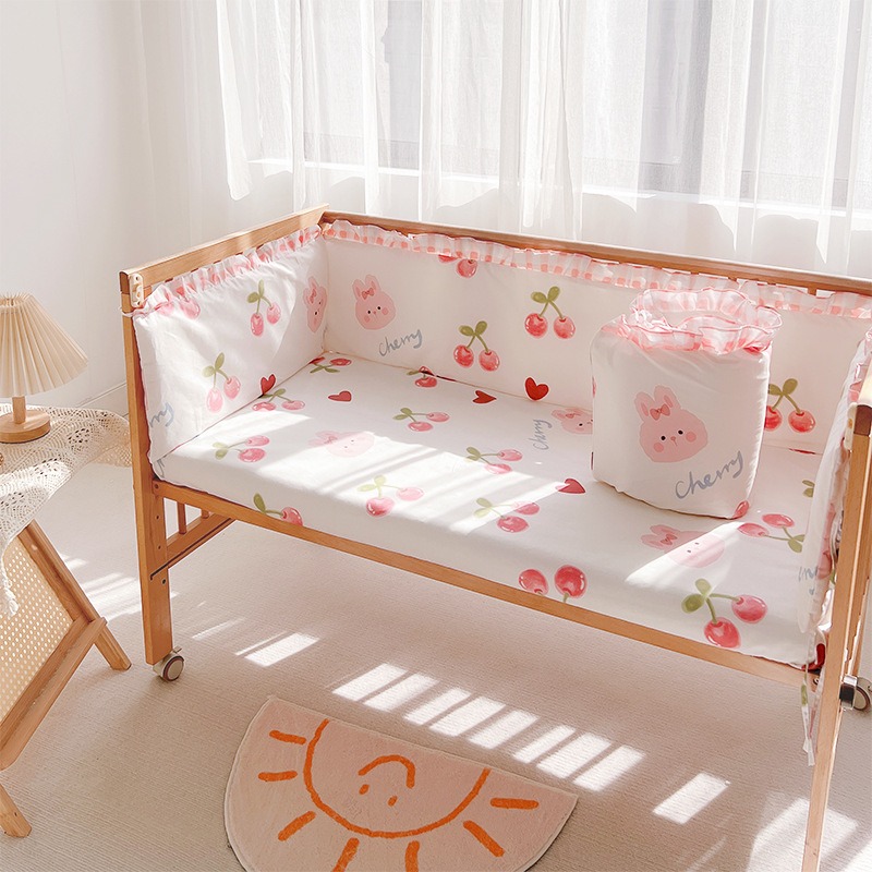 5Pcs Crib Bedding Set Girl Bab - Baby Nursery Decor Girl ulasan dan harga