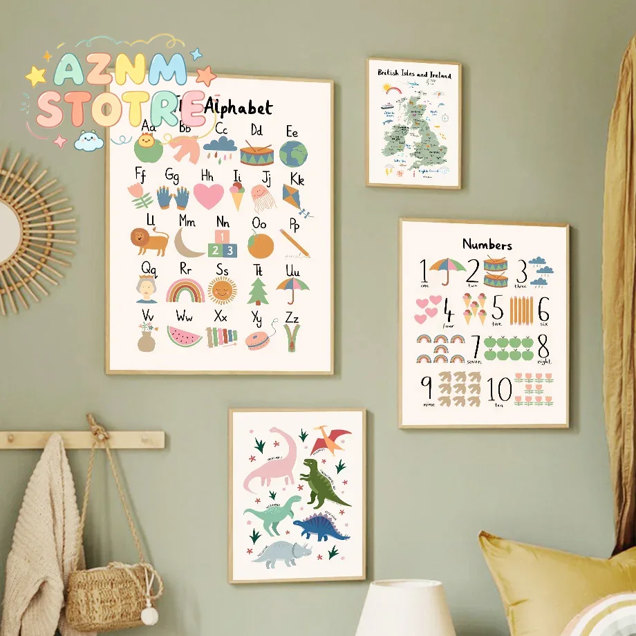 Animal World Map Dinosaur Alph - Baby Nursery Wall Art ulasan dan harga
