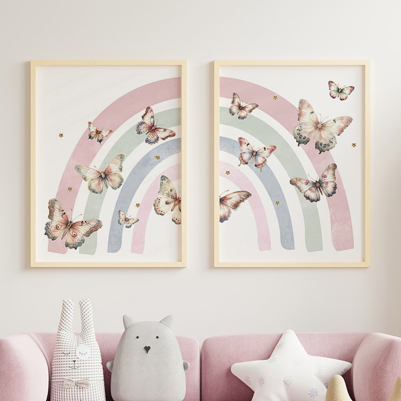 Pink Rainbow Butterfly Custom  - Baby Nursery Decor Girl ulasan dan harga